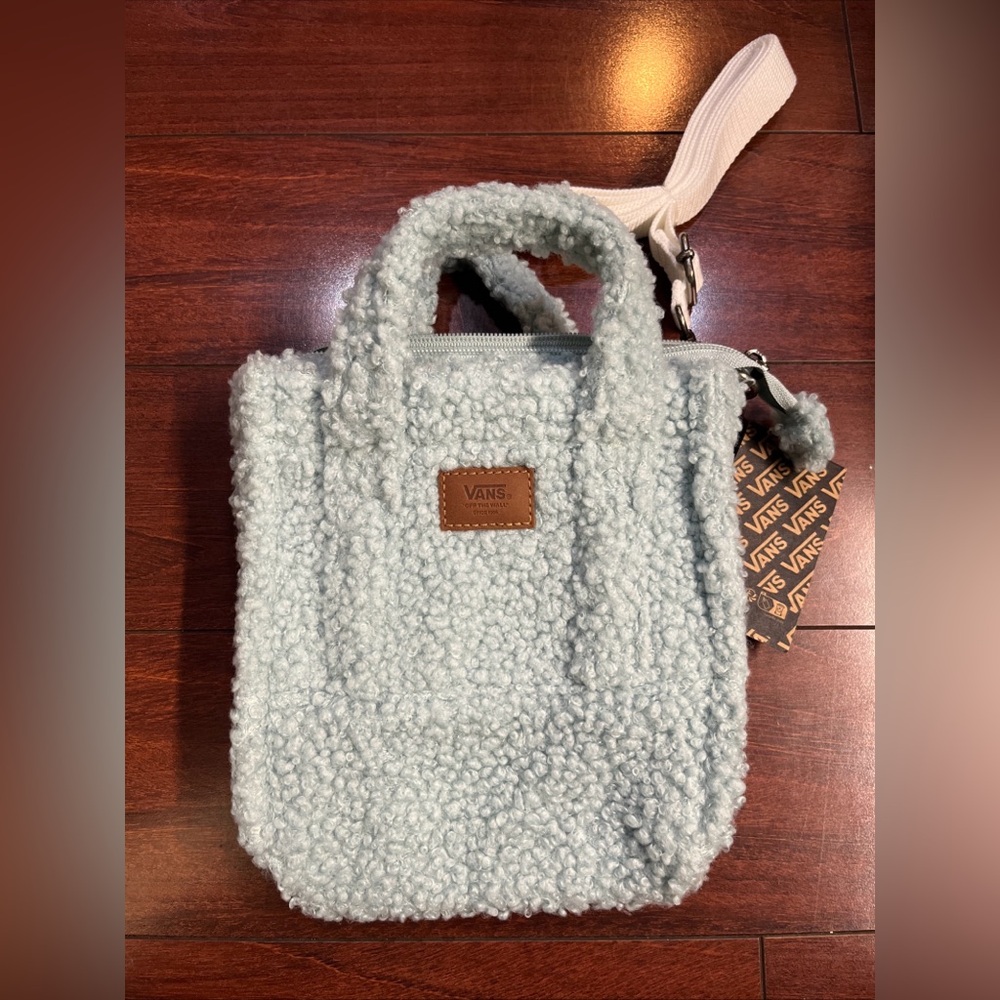 Vans Lil Pergs DX Tote Bag Small Crossbody Purse Mist Blue 8x7x3 Polyester New